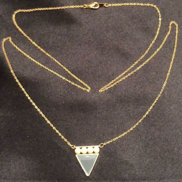 *6 for $10!* Gold Metal Triangle Charm Pearl Turquoise Geometric Aztec Necklace - Picture 6 of 9